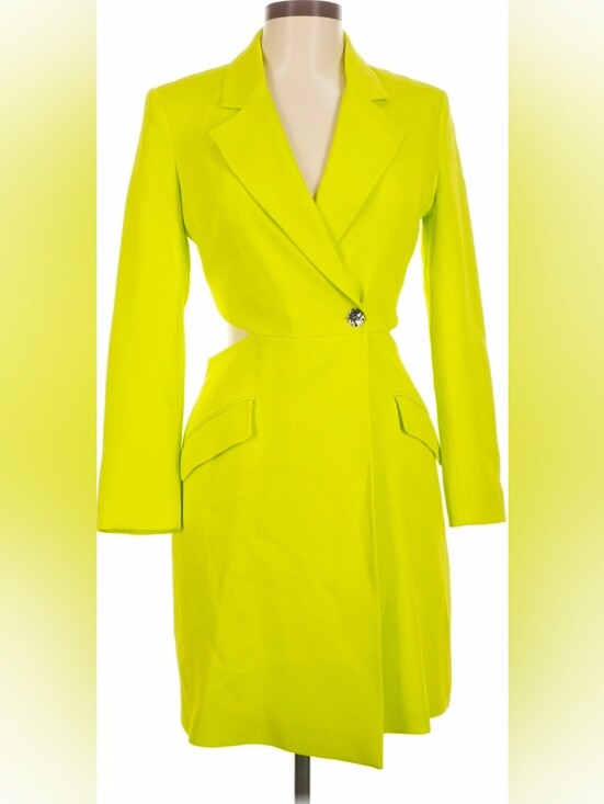 Karen Millen Dresses & Skirts - NWOT Karen Millen Neon Lime Long Sleeve Blazer Dress